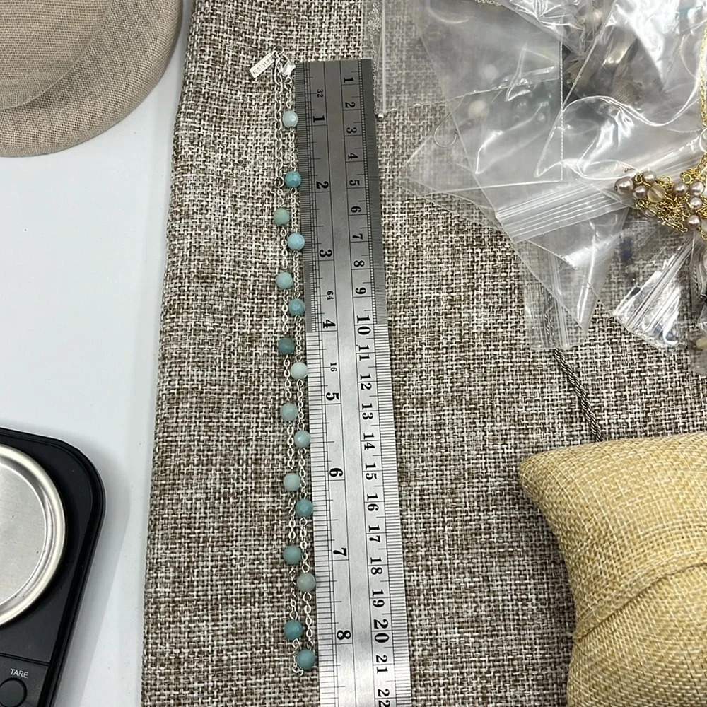 Vintage Napier Silver Tone Necklace with Aqua Blue Stones 14"-16" - Picture 5 of 10